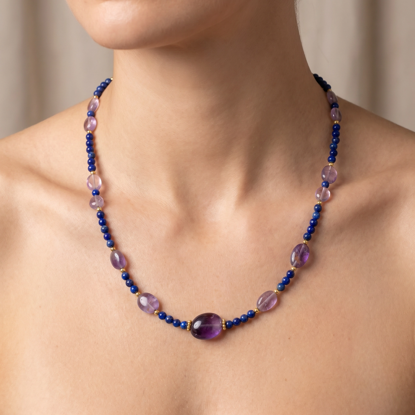 Collar lapislázuli y amatista
