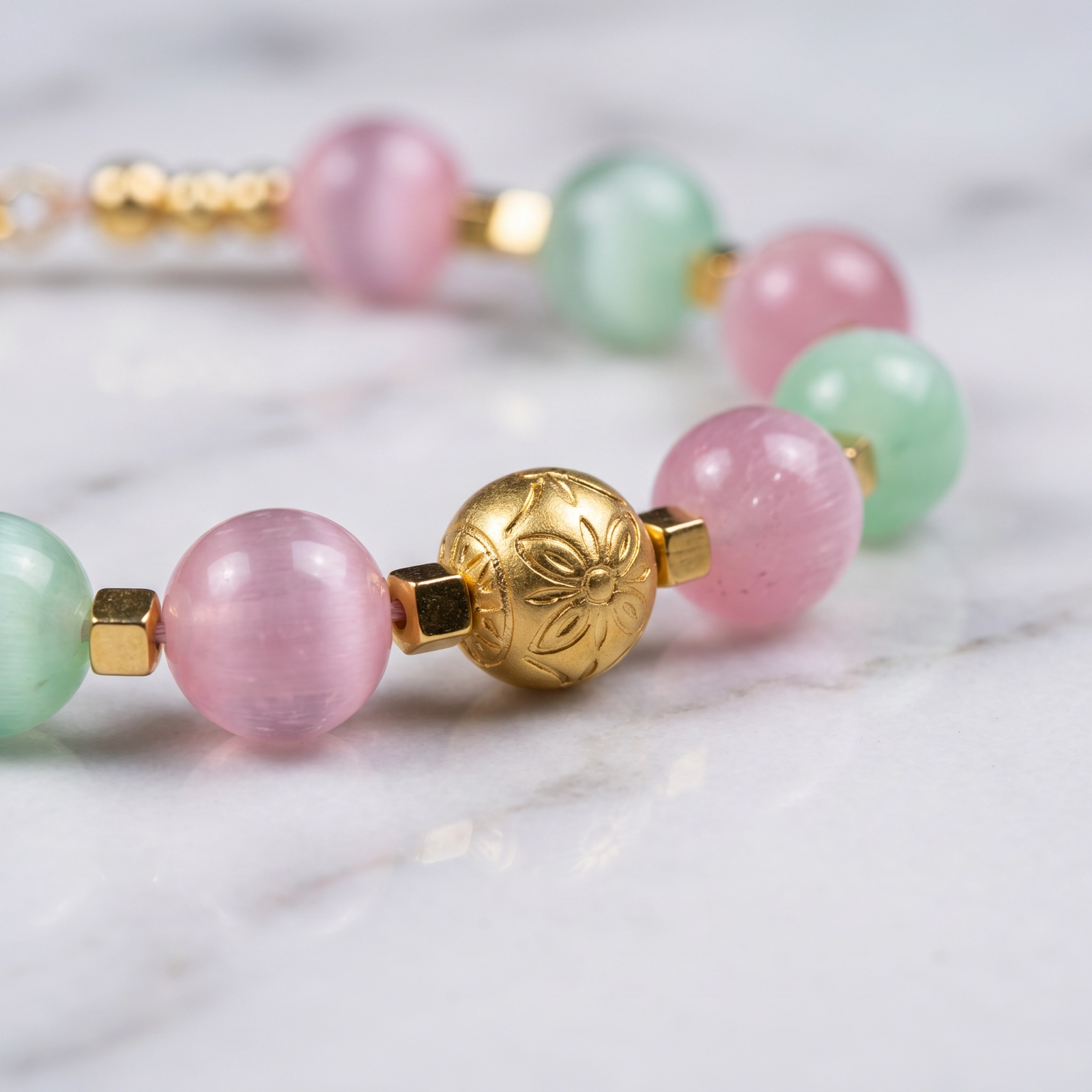 Pulsera calcitas rosadas