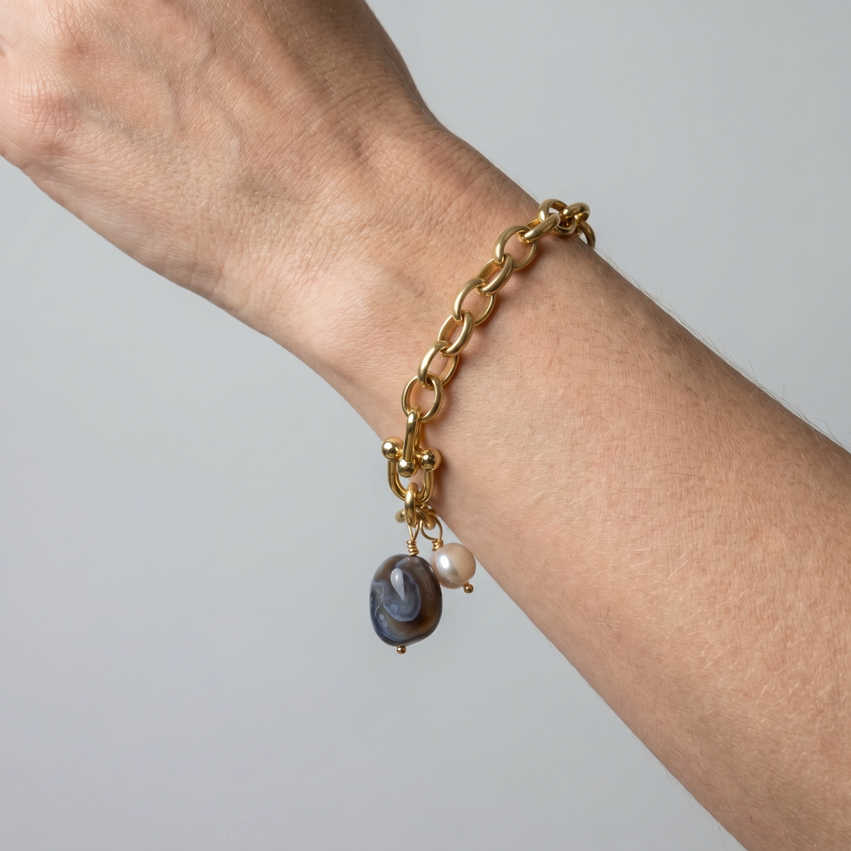 Pulsera Cadena con ágata de Botswana