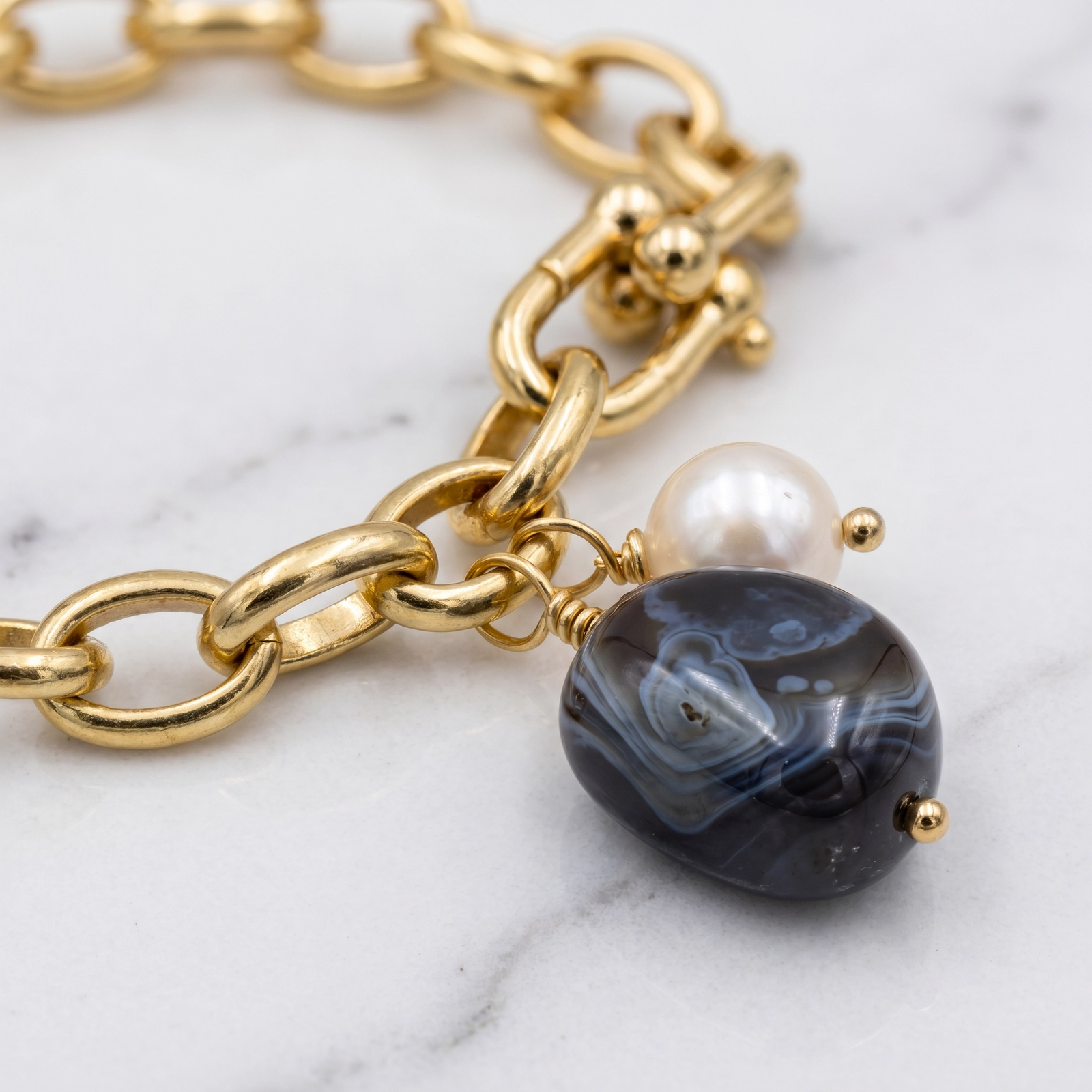 Pulsera Cadena con ágata de Botswana