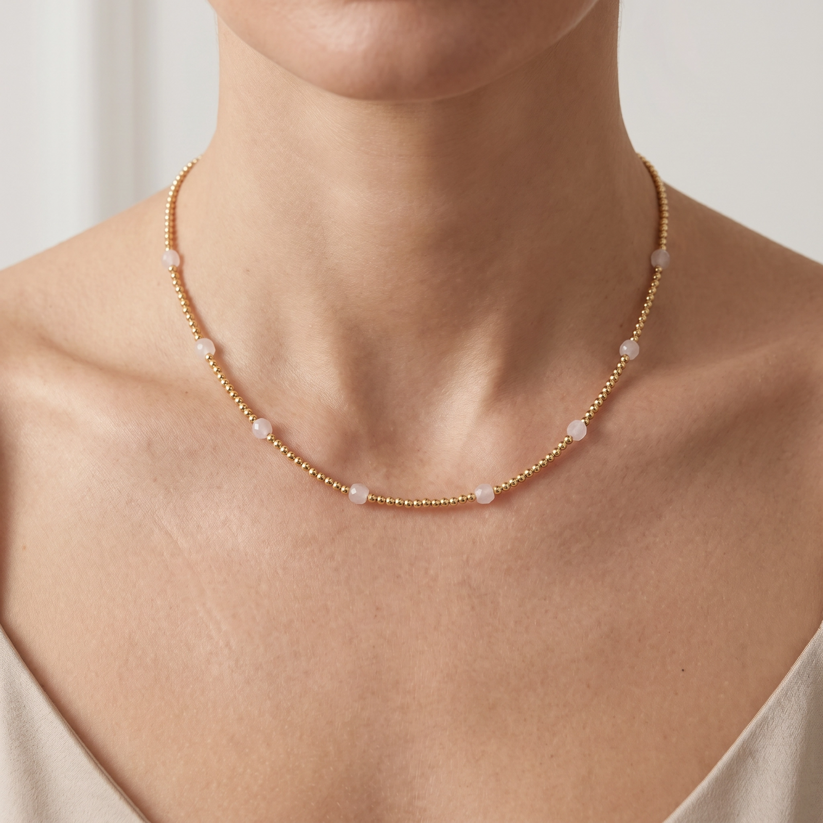 Collar cuarzo rosado