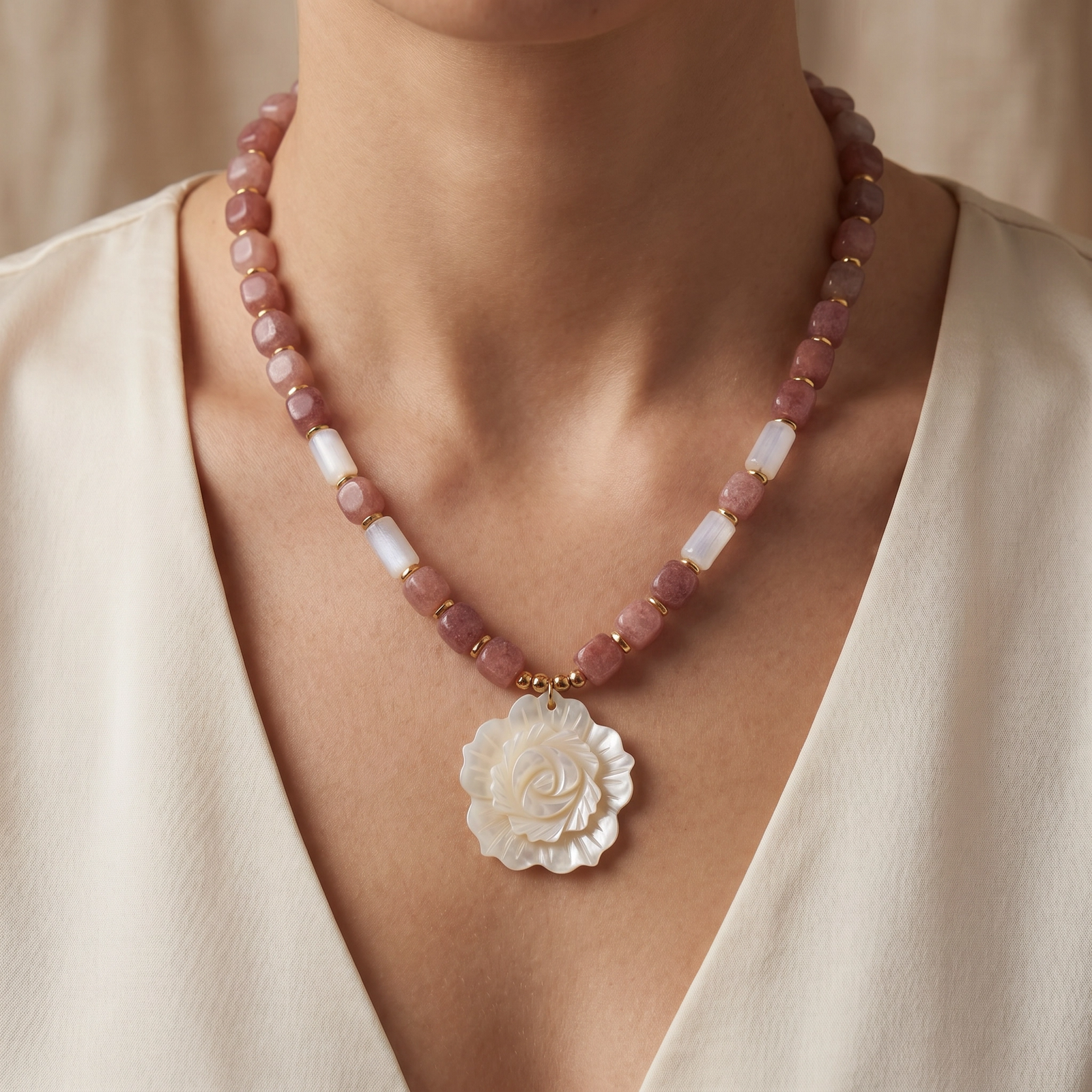 Collar cuarzo strawberry